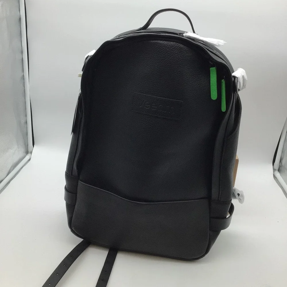 Outback Black Leather Backpack Veeam Adjustable Straps Travel‎ Work School NWT